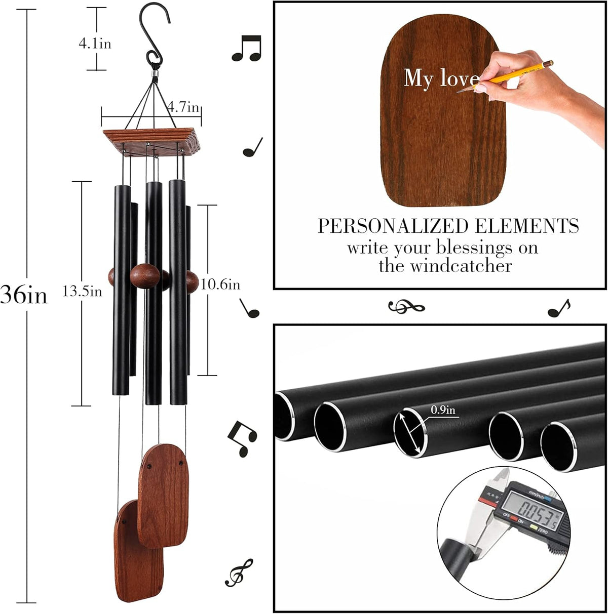 Wind Chimes for Outside Deep Tone, 36in Sympathy Wind Chimes Outdoor Clearance, Gifts for Mother's