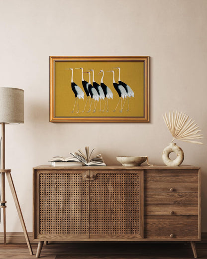 HUARCEY Gold Framed Vintage Wall Art for Living Room, Animals Painting Prints Shelf Decor for