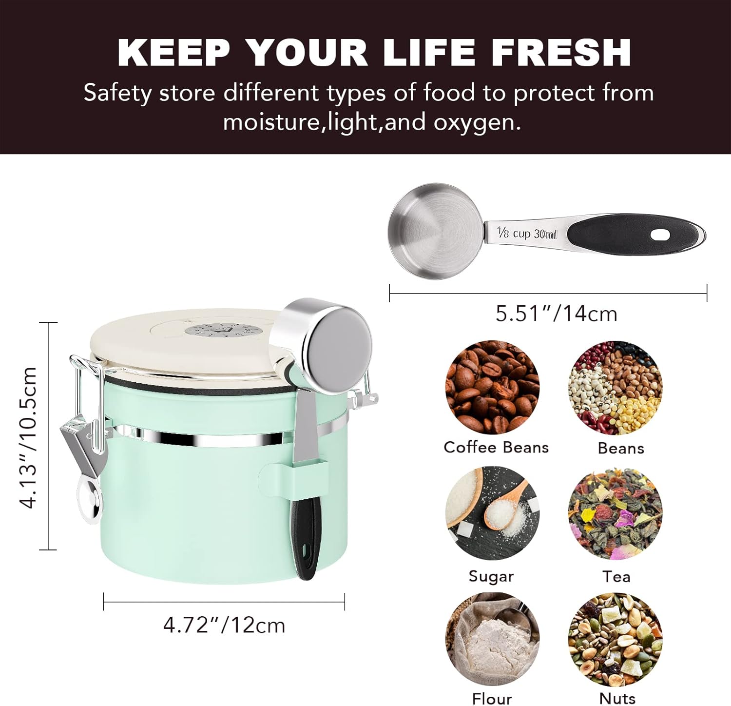 ShanSon Coffee Canister Airtight Coffee Container Stainless Steel Coffee Bean Storage Container