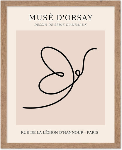 Poster Master Vintage Poster - Retro One Line Butterfly Drawing Print - Butterfly Line Art