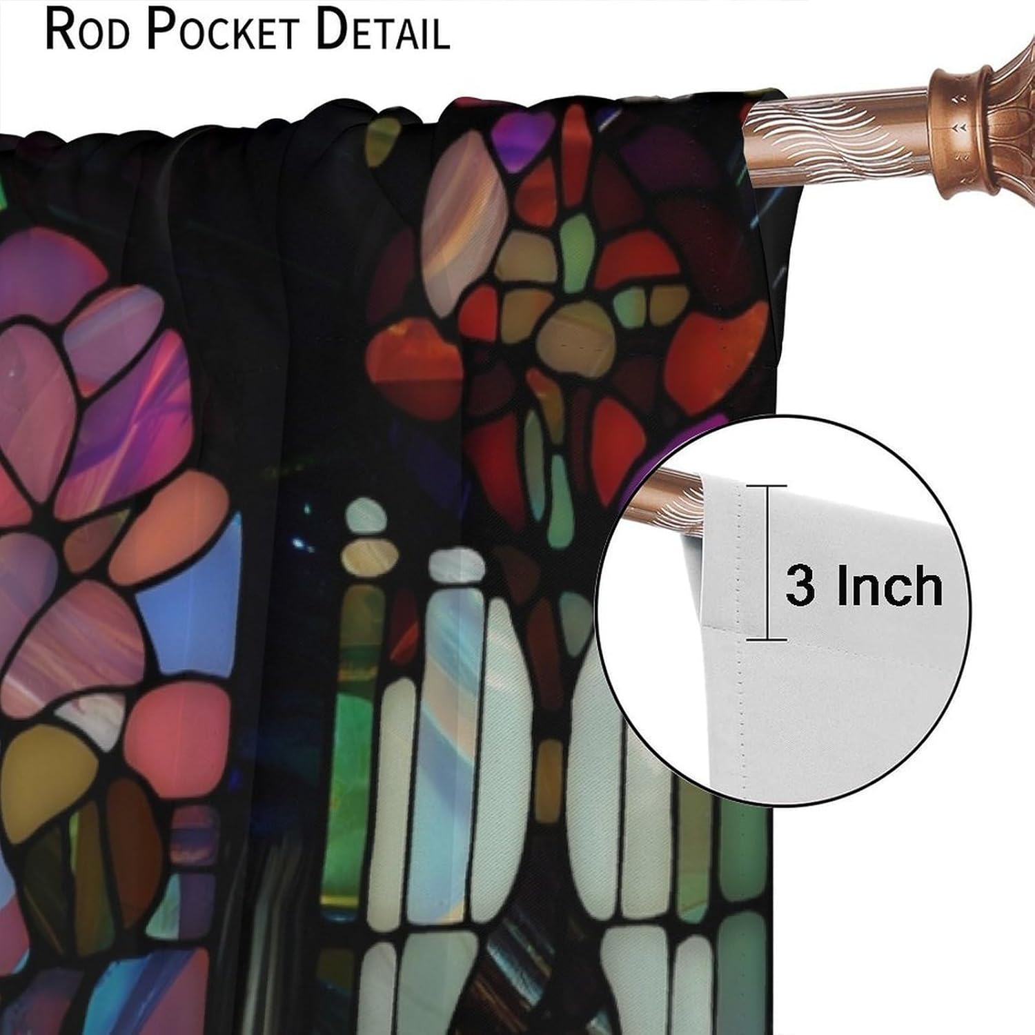 Stained Glass Curtains,Vintage Colorful Abstract Art Home Decor Drapes for Bedroom Living Room