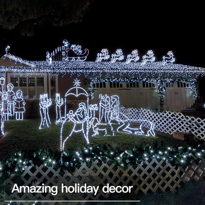 suddus 66ft 200 LED Outdoor String Lights, White Fairy Lights Battery Operated with Remote, Led