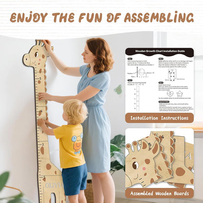 Personalized Name Kids Growth Chart for Wall, Cute Giraffe Wooden Growth Chart Kids Height Chart