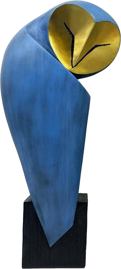 Mid-Century Modern 15 Inch Resin Owl Sculpture - Handmade Vintage Home Decor Statue for