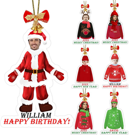 Personalized Christmas Ornament 2025 with Your Photo, Custom Face Ornament 2D Photo Acrylic for