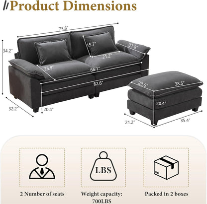 URRED Modular Sectional Sofa Comfy Cloud Couch, Modern Velvet Sofa Sleeper Deep Seat Couches with
