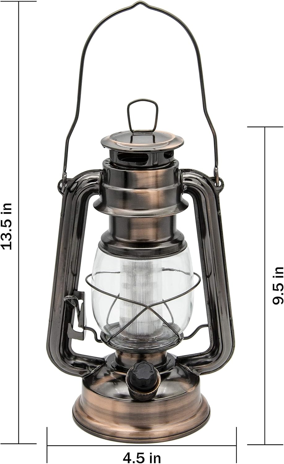 YAKii LED Vintage Lantern Metal Hanging Hurricane 12 LED Dimmer Switch Warm White Battery Operated