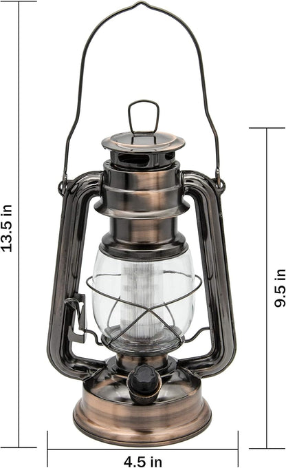 YAKii LED Vintage Lantern Metal Hanging Hurricane 12 LED Dimmer Switch Warm White Battery Operated