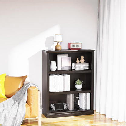 43 in Tall Bookcase, 3-Tier Bookshelf Open Storage, 33 inch Wide Floor Standing Indoor Furniture