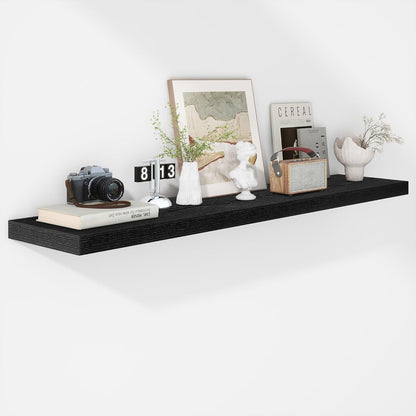 Fun Memories Floating Shelves - 12 Inch Rustic Wooden Wall Shelves - Extra Deeper & Thicker Wall