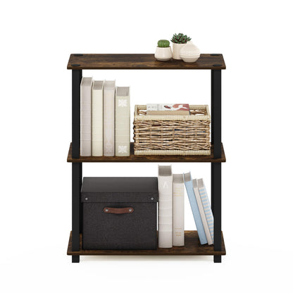 Furinno TURN-S-TUBE Storage Shelves, 3-Tier Book Shelf, Corner Shelf, Toolless Open Shelves, for