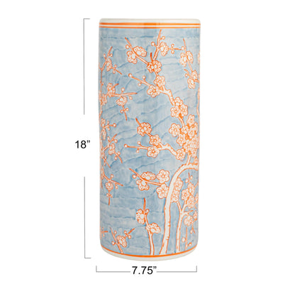 Creative Co-Op Ceramic Umbrella Stand, Blue