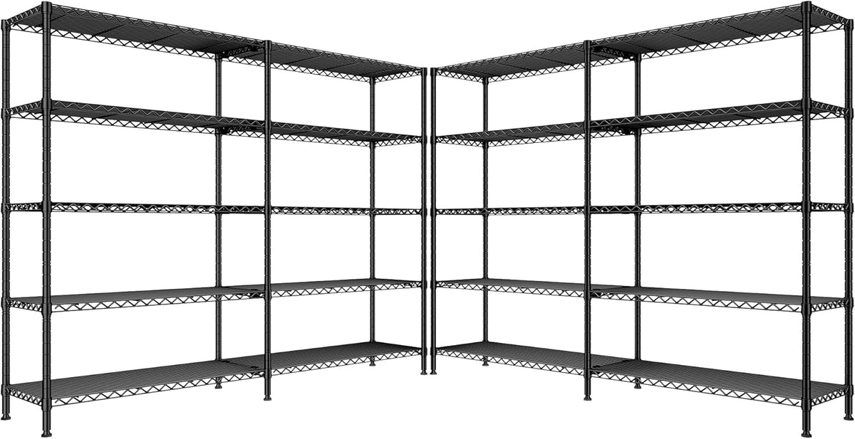 REIBII 5-Tier Heavy Duty Metal Wire Shelves, Industrial Style, 61.7"W x 72.4"H x 15.8"D, 1500 LBS