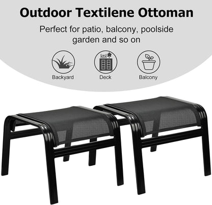 Patio Footstools Outdoor Foot Rest Aluminum Patio Ottomans Portable Seat Wicker Furniture Stackable