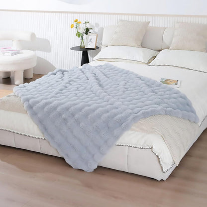 UKELER Plush Furry Throw Blanket Large Super Soft Fluffy Blankets Throws for Bed, Couch, Sofa
