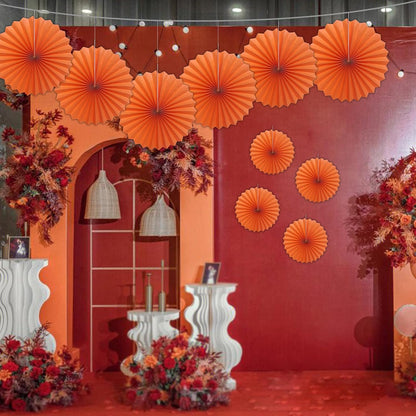 Orange Birthday Party Decorations,DIY Orange Paper Fans Hanging Decoration,16in Halloween Paper