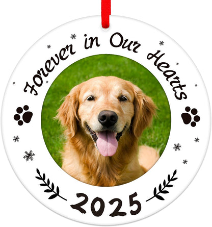 WaaHome Picture Frame Dog Memorial Christmas Ornaments 2025 - Forever in Our Hearts Pet Memorial