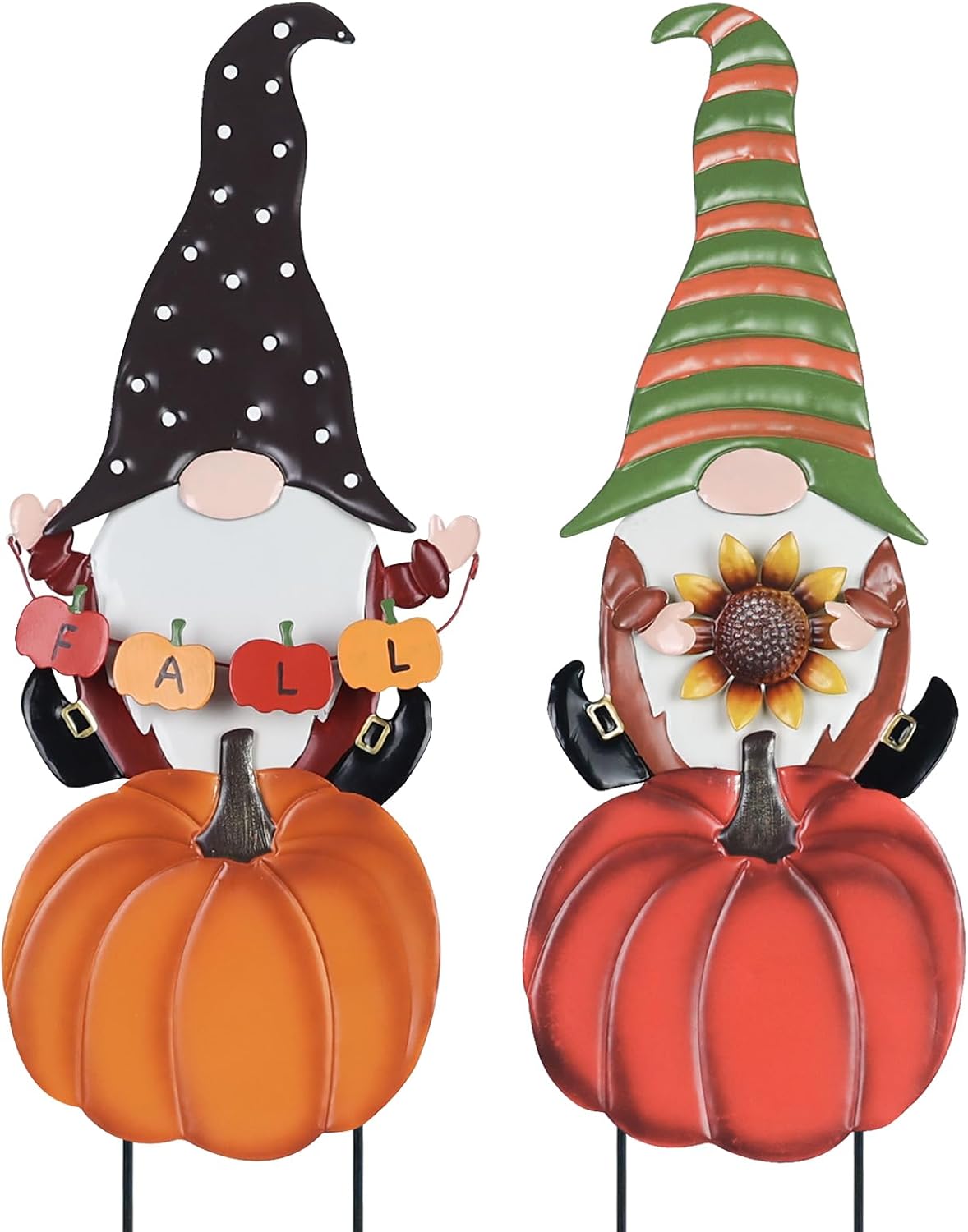 hogardeck Fall Decorations for Home Outdoor, 2 Pcs Metal Gnome Decorative Garden Stakes with