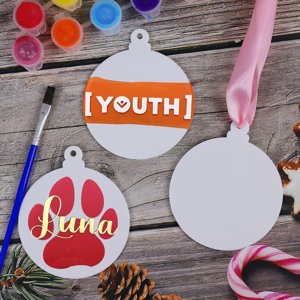 20pcs 4 Inch White Acrylic Christmas Ornaments Blanks - Unfinished Round Acrylic Ornaments for DIY