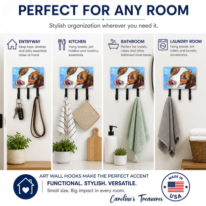 Caroline's Treasures 7348TH68 Snow Baby Brittany Spaniel Leash or Key Holder, Wall Hooks, Key Hooks