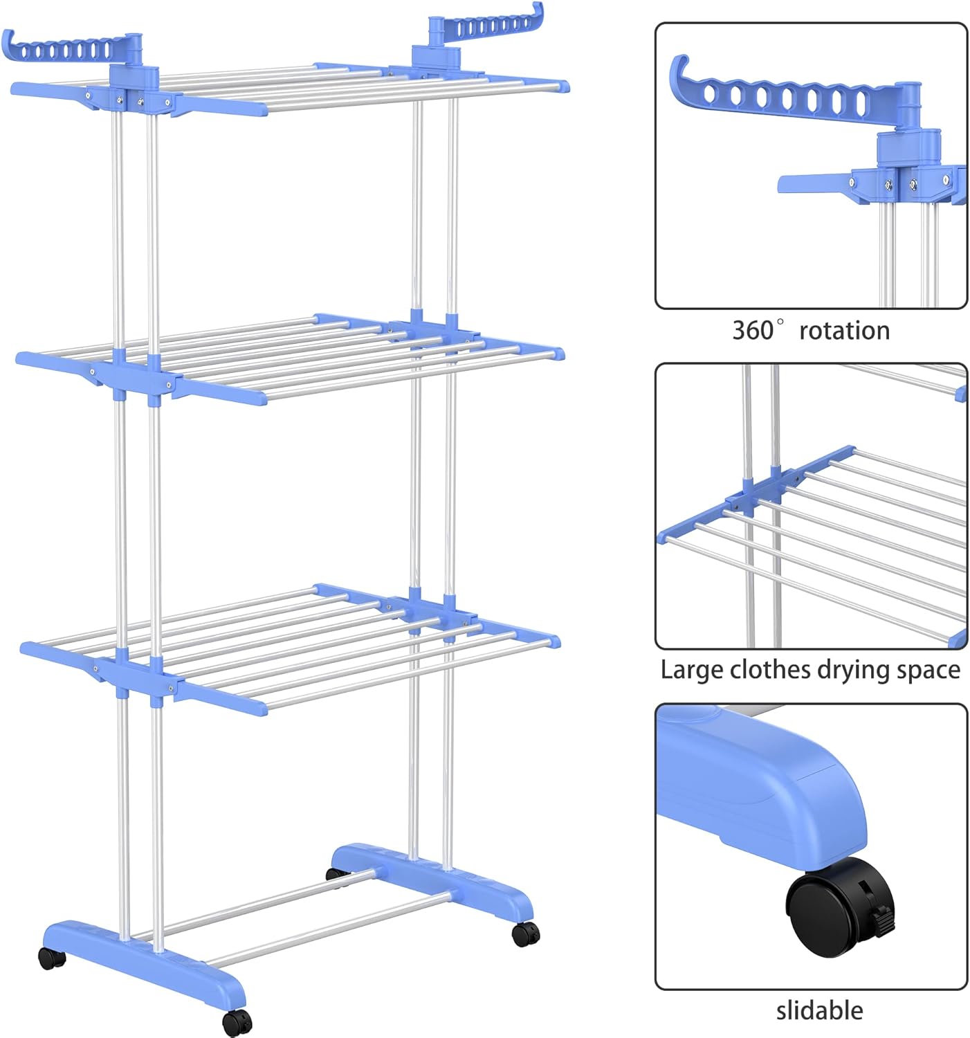 HOMIDEC Clothes Drying Rack, Large 4-Tier Foldable Drying Rack Clothing(67.7H x 19.7W x 30L
