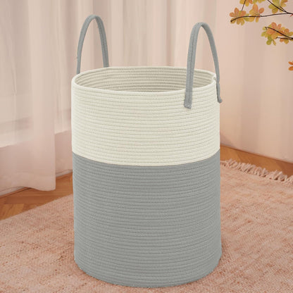 Large Woven Laundry Basket Hamper,80L Cotton Rope Storage Bin for Blankets,Toys and