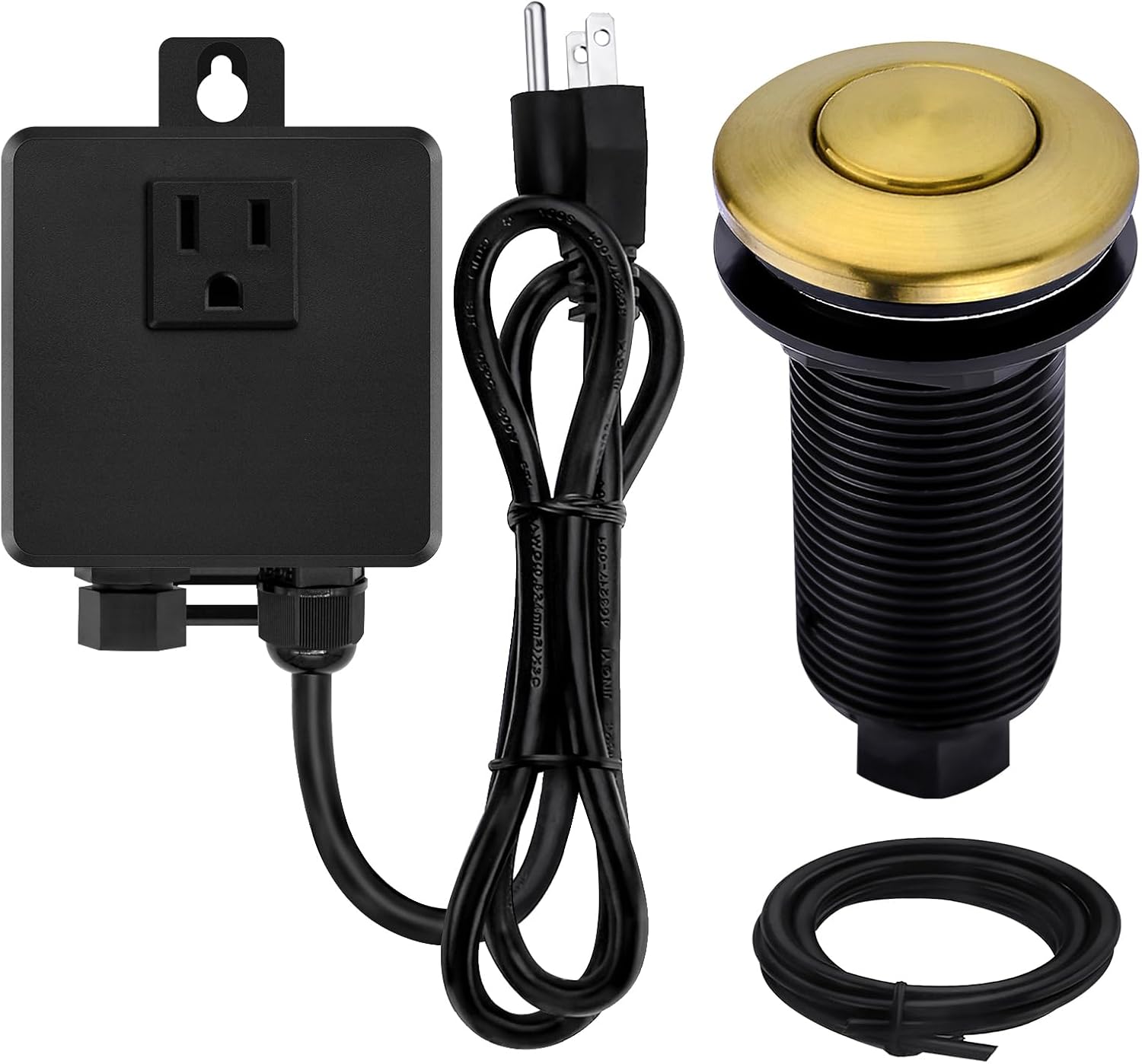 Garbage Disposal SinkTop Air Switch Kit with Long Button,Brass Made Cover,Champagne Bronze