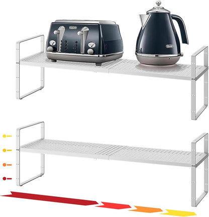 Hole Pattern Expandable Shelf Organizer,2Pack 8.1" Wide Easy to Assemble Cabinet Organizer Shelf