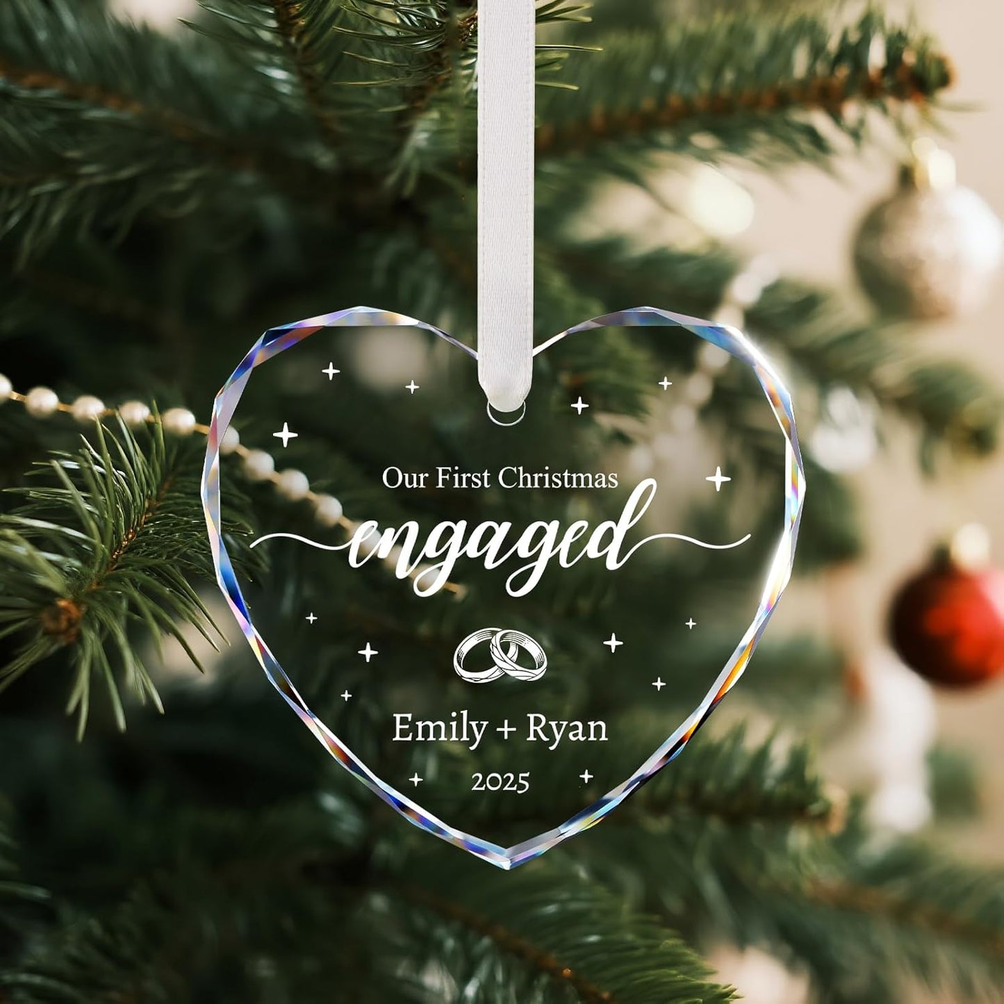 Engagement Gifts for Couples - Personalized Engagement Ornament for Party Decorations - Bride to Be
