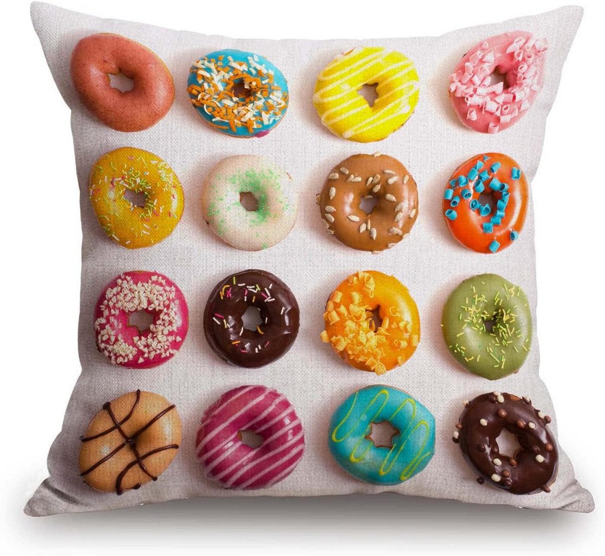 TSSOHU Outdoor Patio Throw Pillow Cover Colorful Donuts Farmhouse Décor Outside Furniture Swing