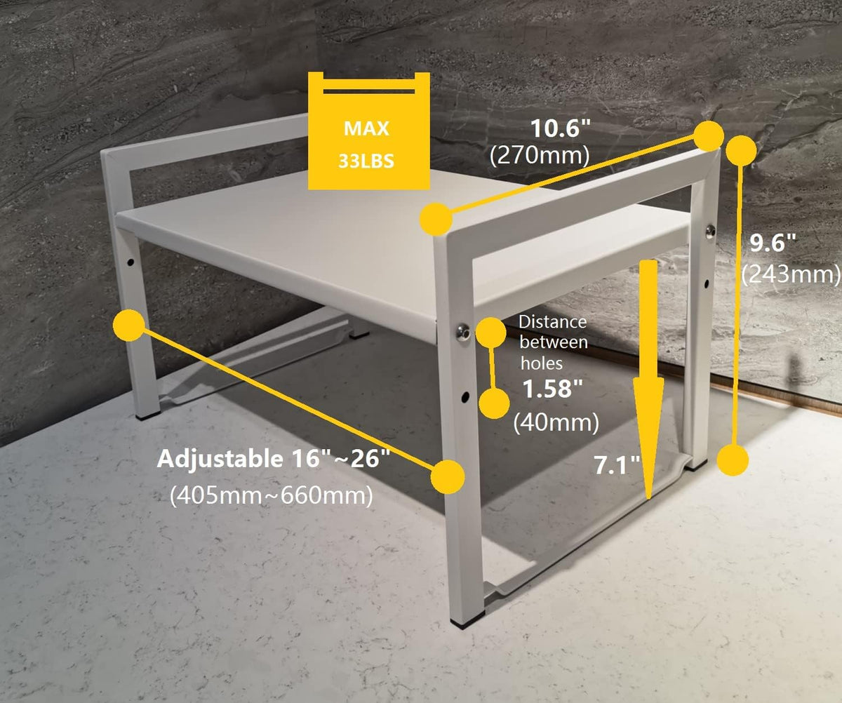 Expandable Cabinet Shelf Organizer 16-26" L Stackable Kitchen Counter Shelf Rack Stand Sink Riser