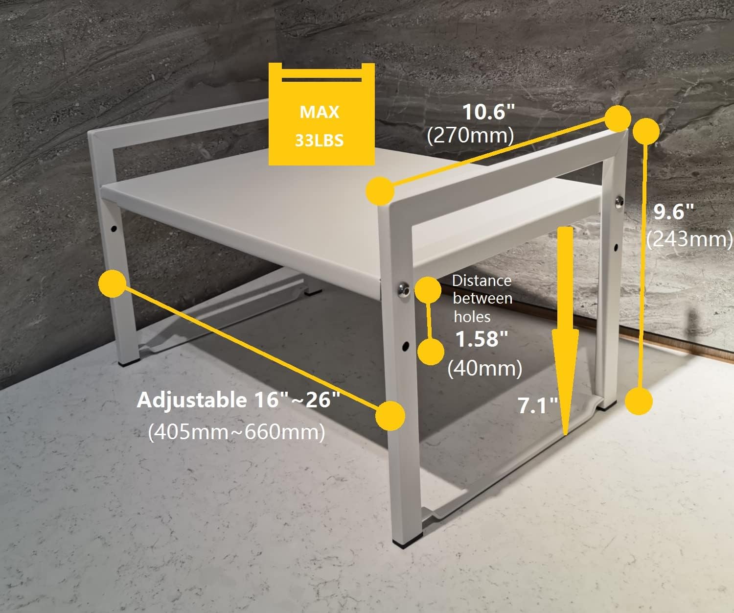 Expandable Cabinet Shelf Organizer 16-26" L Stackable Kitchen Counter Shelf Rack Stand Sink Riser