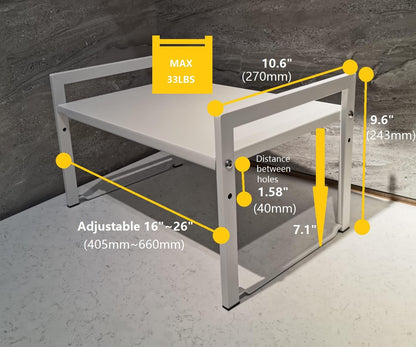 Expandable Cabinet Shelf Organizer 16-26" L Stackable Kitchen Counter Shelf Rack Stand Sink Riser
