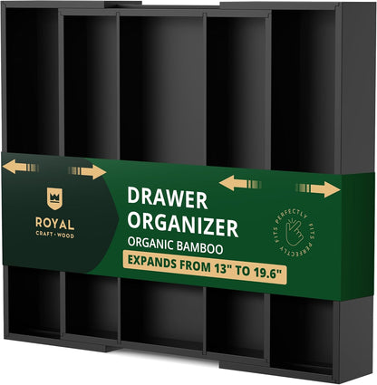 ROYAL CRAFT WOOD Luxury Bamboo Kitchen Drawer Organizer - Silverware Organizer - Utensil Holder and