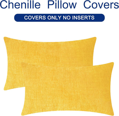 CaliTime Throw Pillow Covers Decorative 16 X 26 Inches Pack of 2 Cozy Chenille Cushion Cases for