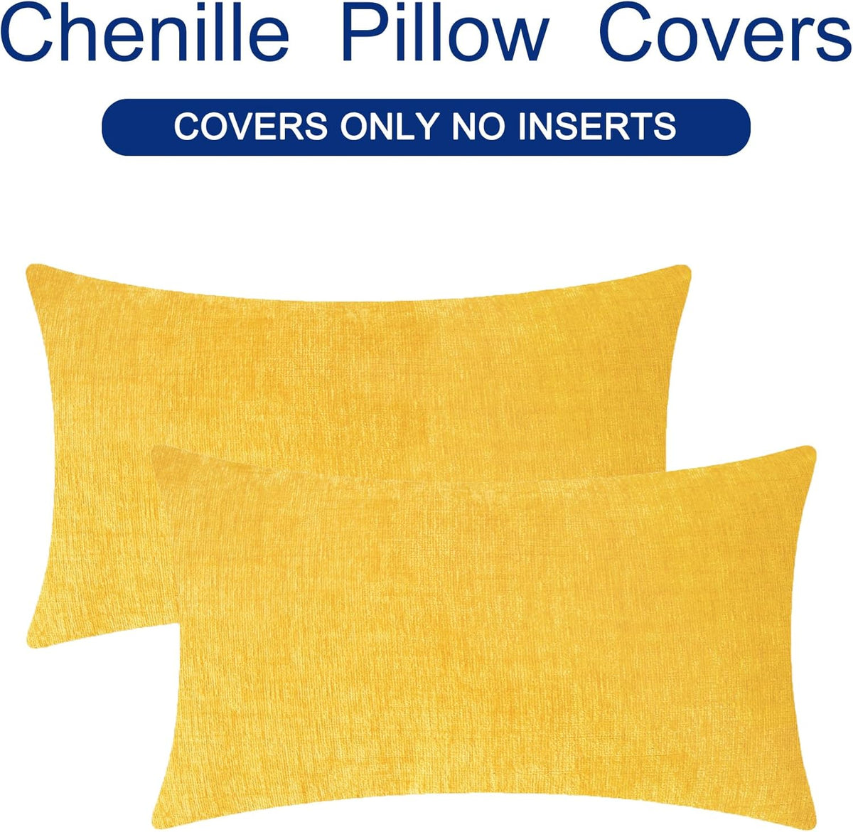 CaliTime Throw Pillow Covers Decorative 12 X 20 Inches Pack of 2 Cozy Chenille Cushion Cases for