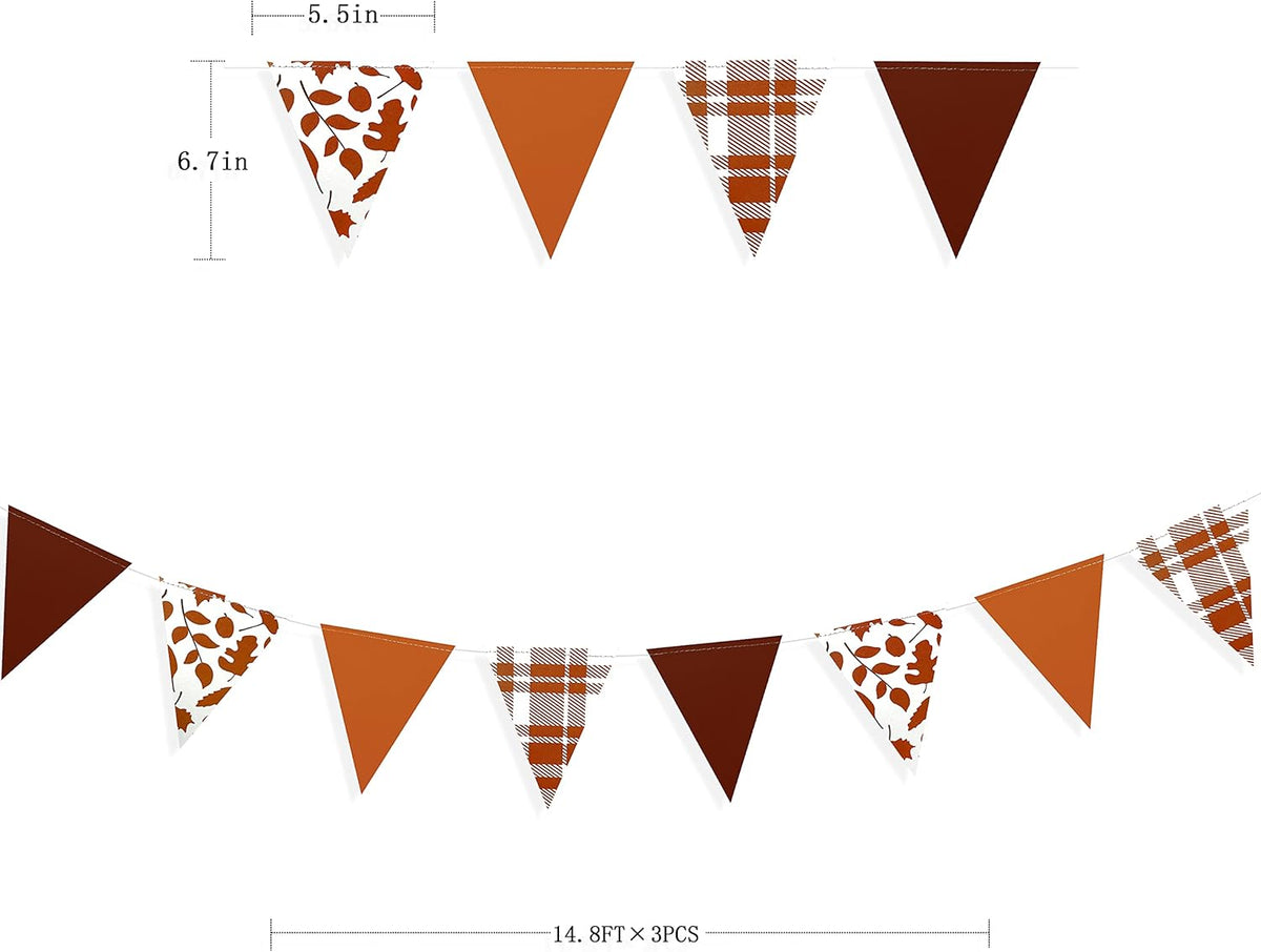 pinkblume Fall Party Decorations Maple Leaf Pennant Banner Triangle Hanging Flag Bunting for Autumn