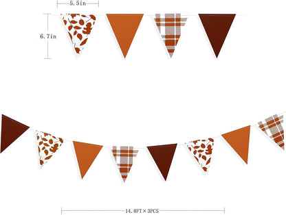pinkblume Fall Party Decorations Maple Leaf Pennant Banner Triangle Hanging Flag Bunting for Autumn