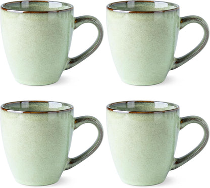 GBHOME Ceramic Coffee Mugs Set of 4, 12oz Stoneware Coffee Mugs Set For Dad Mom Women MEN, Light