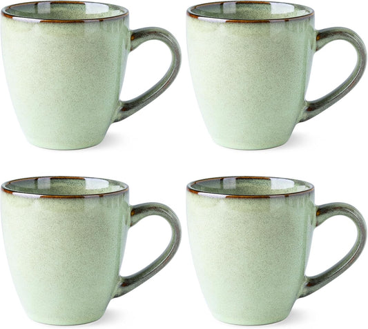 GBHOME Ceramic Coffee Mugs Set of 4, 12oz Stoneware Coffee Mugs Set For Dad Mom Women MEN, Light