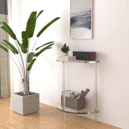 Acrylic Console Table 11.8" D x 23.6" W x 31.2" H, Half Round Console Table for Entryway, Sofa