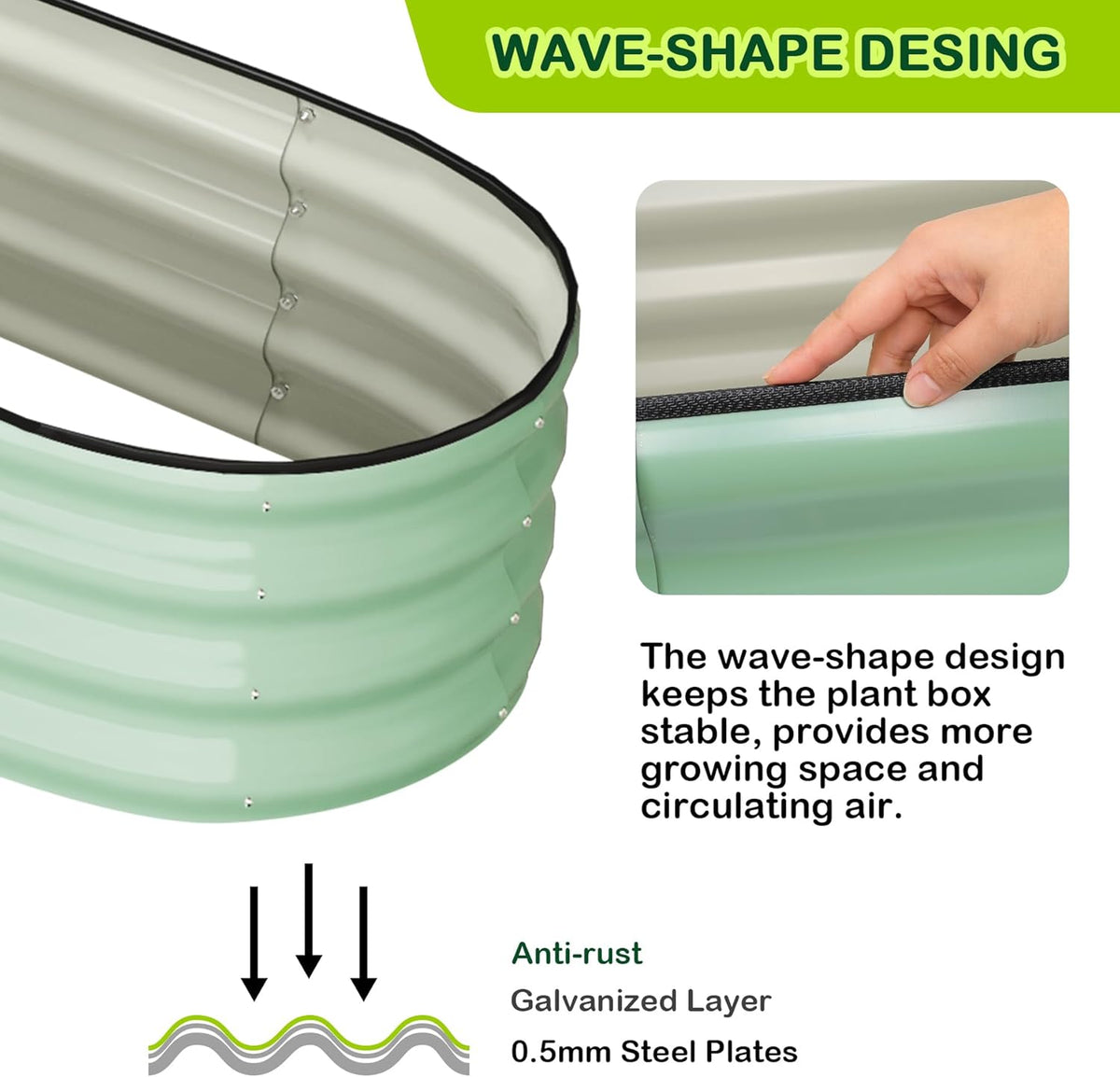 2 Pcs 4.5x2x1ft Oval Raised Garden Bed, Galvanized Raised Beds,Open-Ended Base Metal Raised Planter