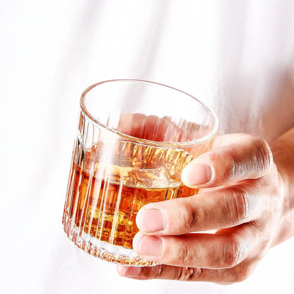 Whiskey Glasses Set of 4,Lead-Free Crystal Old Fashioned Glass,300ml Rocks Glass Tumblers for