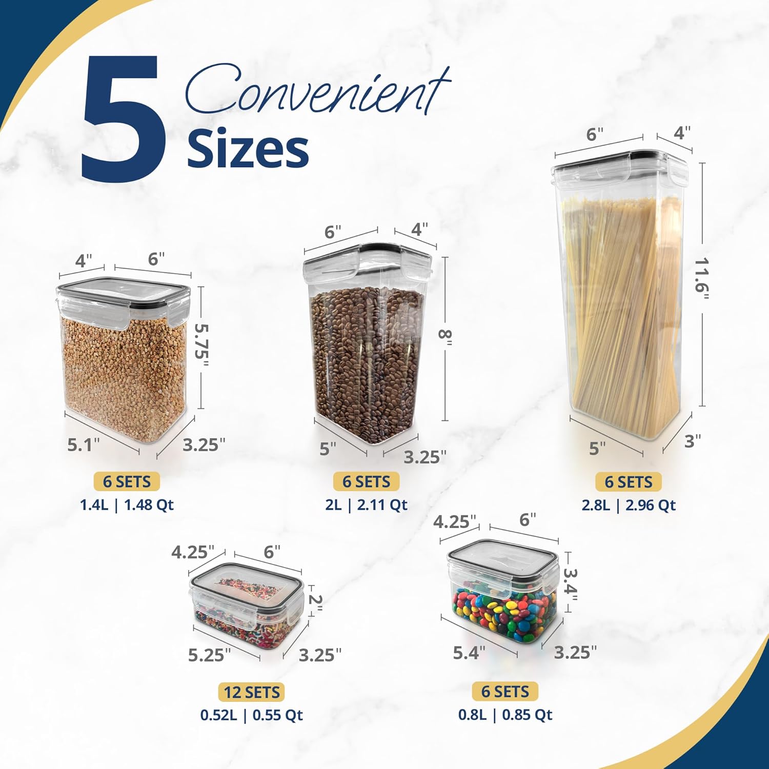 Reli. Airtight Food Storage Containers with Lids (36 Sets) | Kitchen Organizers and Storage Pantry