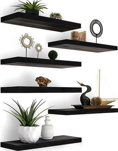 Wood Floating Shelves for Wall Decor, Rustic Wall Shelves for Bedroom Bathroom Kitchen Living Room