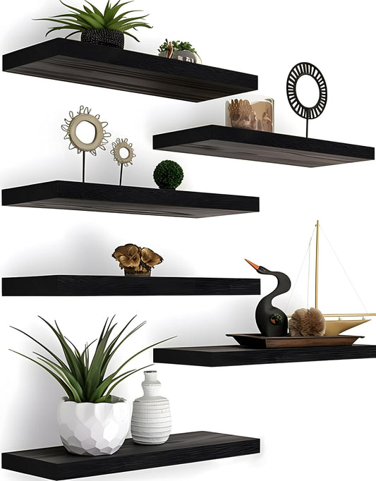 Wood Floating Shelves for Wall Decor, Rustic Wall Shelves for Bedroom Bathroom Kitchen Living Room