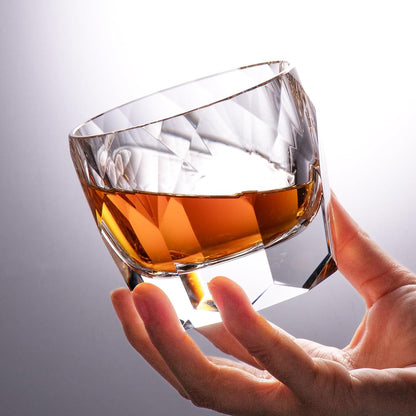 KAMMAK Crystal Whiskey Glasses Set of 2, 7.1oz Old Fashioned Glasses Stemless, Hand Blown White