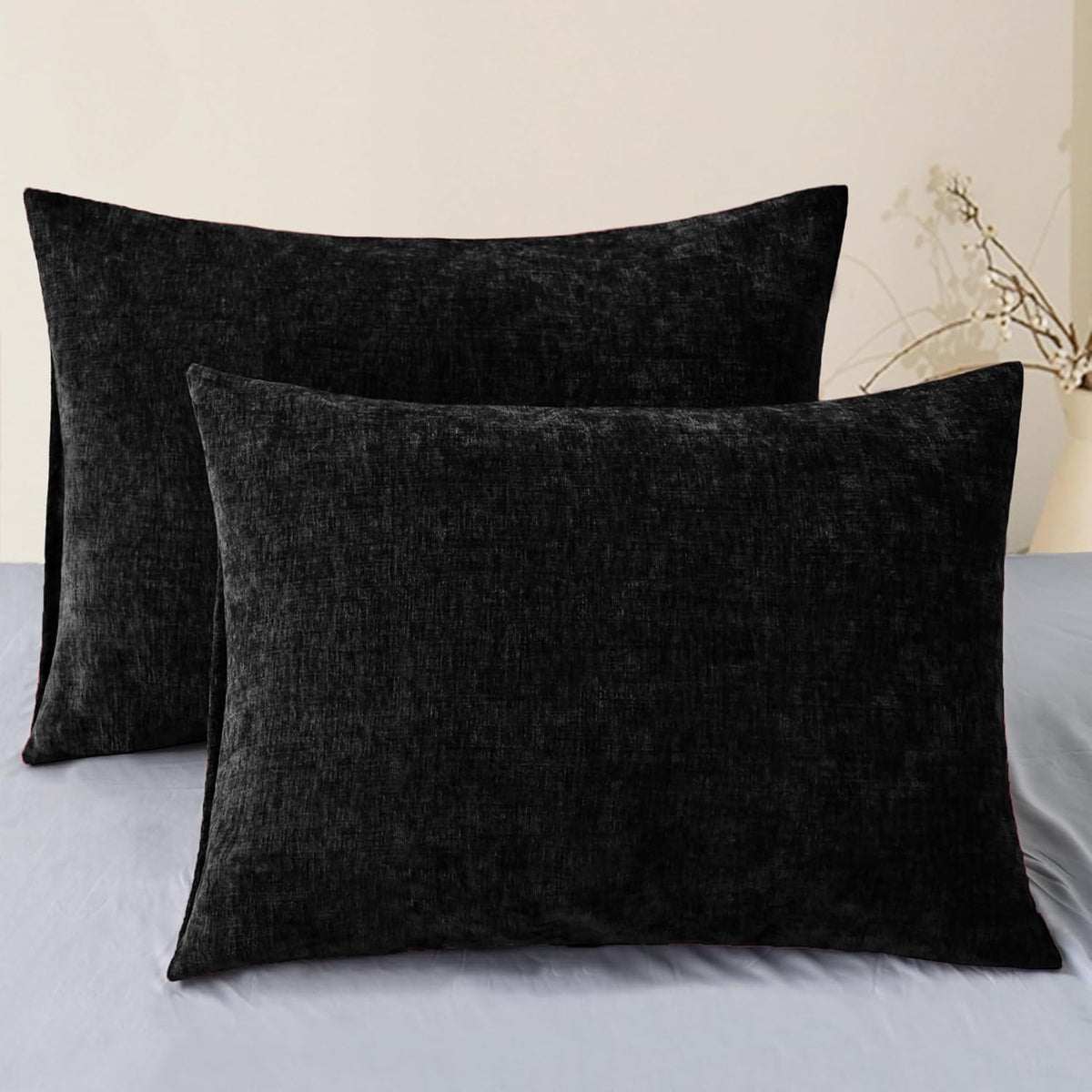CaliTime Throw Pillow Covers Decorative 20 X 26 Inches Pack of 2 Cozy Chenille Standard Pillow