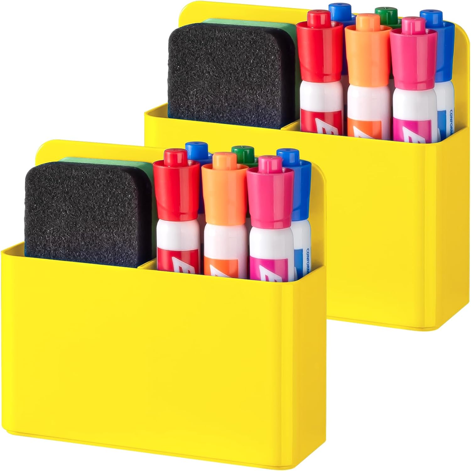 BEYGORM 2 Pack Plastics Magnetic Pen Holder for Refrigerator, Dry Erase Marker Holder for