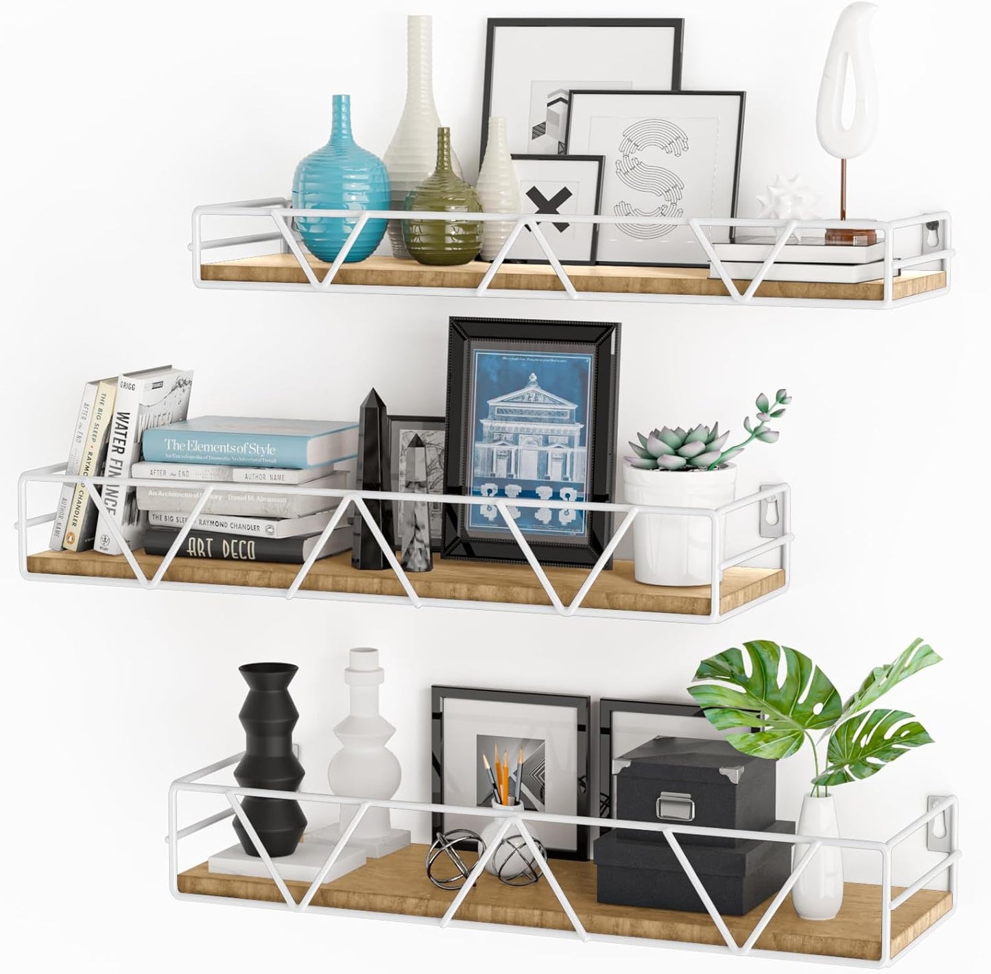 Floating Shelves Set of 3, Home Wood Wall Shelf, Farmhouse Shelf for Bedroom, Wall Mounted Floating